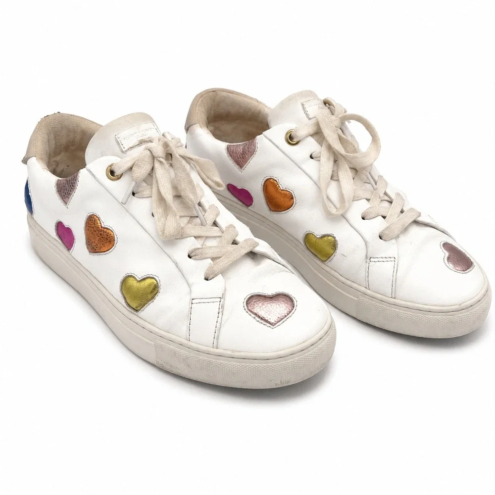 Kurt Geiger London Lane Euro 42 Love White Multicolor Puffy Hearts Sneakers
